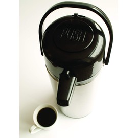 Service Ideas ECA19S Eco-Air Push Button Airpot, Glass Vacuum, 1.9 Liter (64.2 oz.), Brushed Stainless/Black Accents