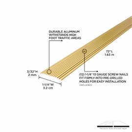 M-D Building Products 79095 1-1/4 in. X 72 in. Satin Brass Aluminum Seam Binder w/Screw Nails