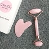 Pink Gua Sha Set Face Roller Body Gua Sha Box Packaging Lymphatic Massage Acupressure / 핑크 괄사세트 페이스롤러 바디괄사 박스포장 림프 마사지 지압