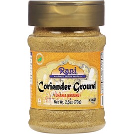 Rani Coriander Ground Powder (Indian Dhania) Spice 2.5oz (70g) PET Jar ~ All Natural | Salt-Free | Vegan | No Colors | Gluten Friendly | NON-GMO | Kosher | Indian Origin
