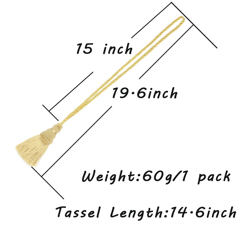 Fenghuangwu 2 Pack Curtain Tie Backs Rope Tassels for Curtains