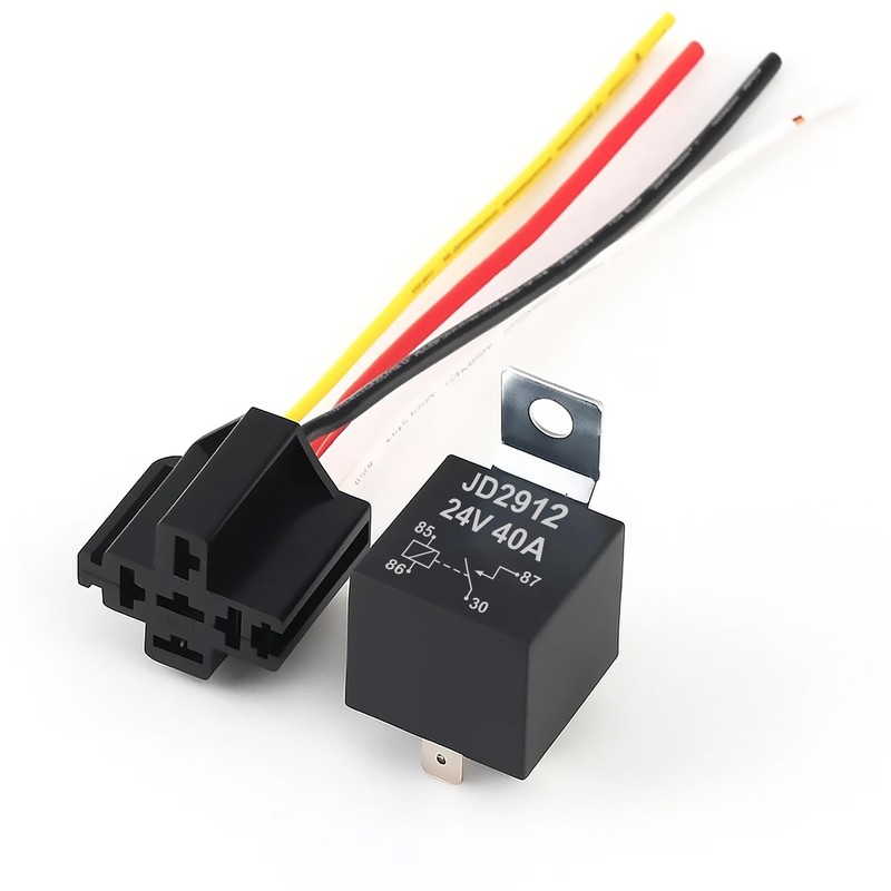 JD2912 24V Relay 40A SPST with Harness – 4-Pin Heavy