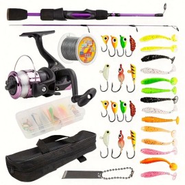 Topline Tackle Good Quality 4 Section Fishing Rod for Wholesales One Piece Ice Fishing Rod and Reel SetLength: 1.8 m(5.91ft), Color: Purple