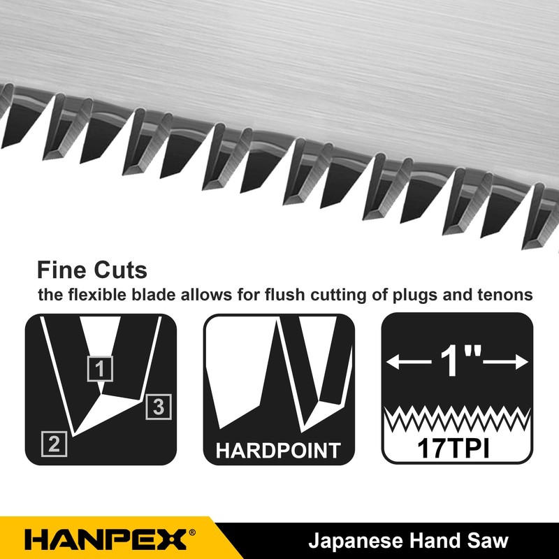 Hanpex 6-Inch Japanese Hand Saw, SK5 Pull Saw, Flexible Blade