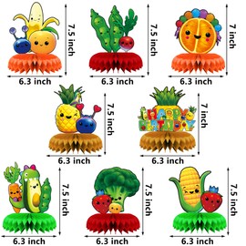 NANAGALI 8 Pcs Hey One Bear Sensory Fruit Honeycomb Centerpiece Dancing Fruit 1st Birthday Party Decoration Set Fruit Table Toppers Centerpieces Party Supplies for Baby Boy|Girl