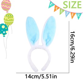 Blue Bunny Ears Headbands for Women Easter Bunnies Ear Headband Plush Rabbit Hair Bands Floppy Easter Holiday Party Prom Hair Boppers White Blue Rabbit Ear Headwear Cute Bunny Hair Accessories 1Pcs