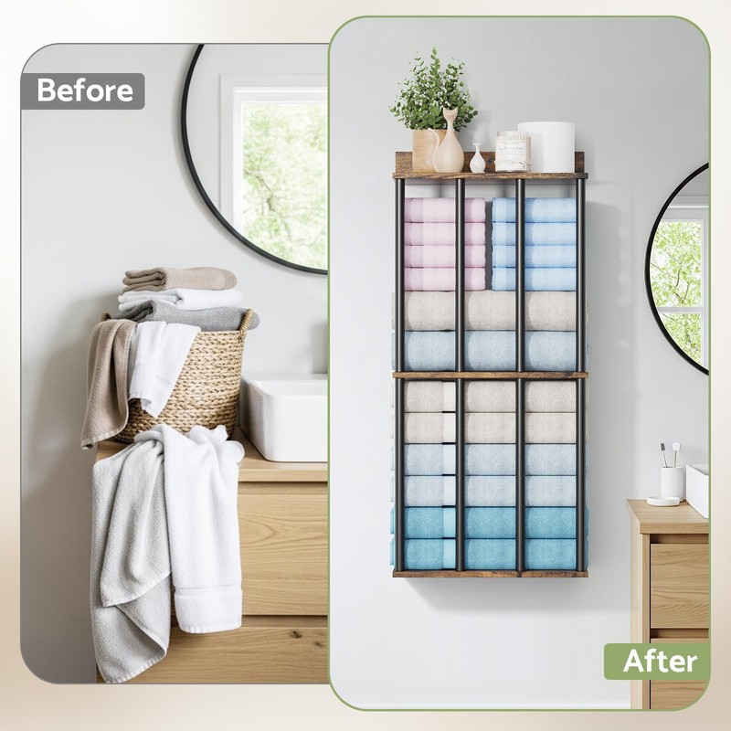 Large Capacity Three-layer Widened Towel Racks for Bathroom Wall Mounted,