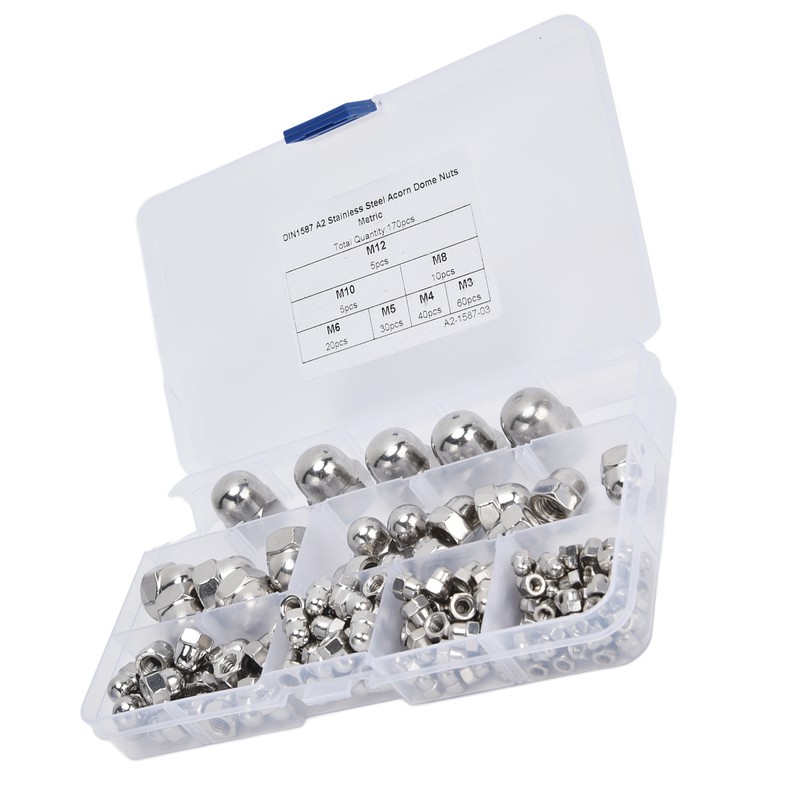 170Pcs Acorn Nuts Dome Head 304 Stainless Steel Caps Nut