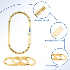 Key Chain Brass Carabiner Keychains Holder Organizer Key Rings Car Keys Clip Keyring Accessories for Women Men,Gold Assorted