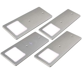 kalb | LED Unterbauleuchten silber 5W- sehr flache Küchenleuchte mit Touch-Dimmfunktion Einbaustrahler Einbauspot, Auswahl:4er Set neutralweiss