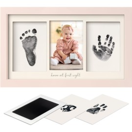 Inkless Baby Hand And Footprint Kit - Ink Pad for Baby Hand and Footprints,Dog Paw Print Kit,Dog Nose Print Kit,Clean Touch Newborn Print Kit,Baby Registry,Baby Shower Gifts,Girls,Boys (Petal Pink)
