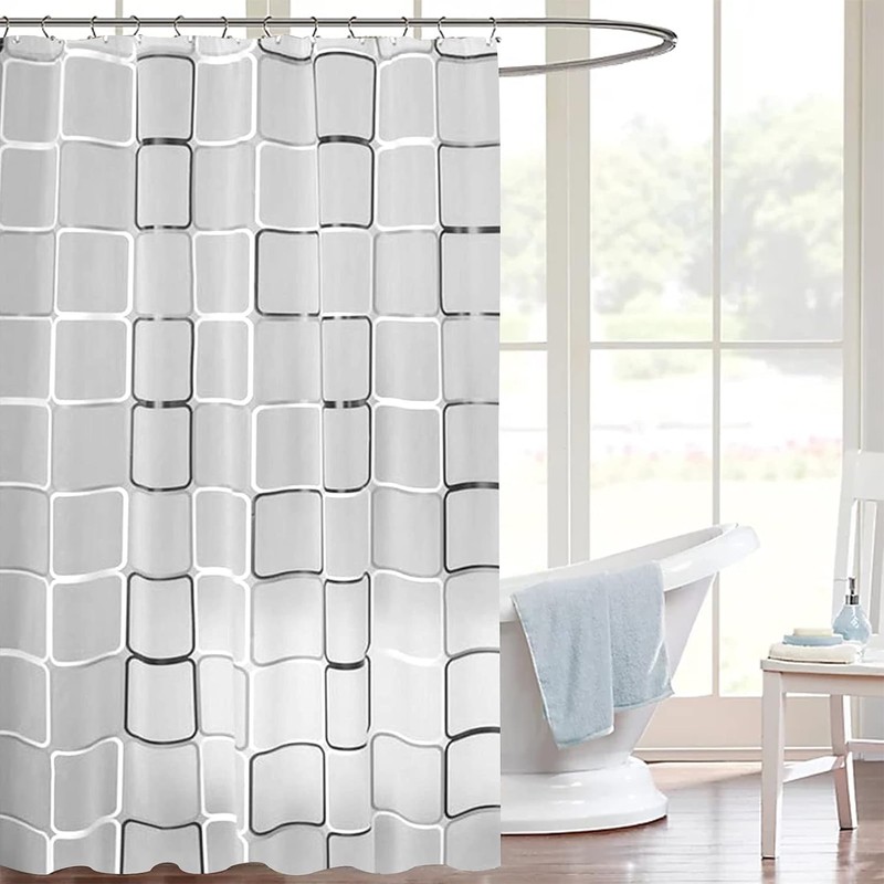 Startseite Shower Curtain - Black White Lattice Plastic Shower Curtains