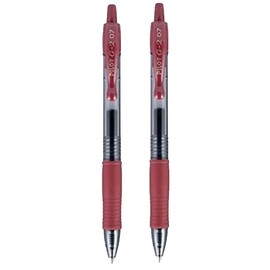 Pilot G2 Retractable Gel Ball Point Pen 0.7mm Fine Burgundy 2/Pk Office School
