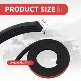 YGDMD OEM#326A0004 59.1×3/5" Tonneau Cover Seal Strip,2026 Upgrade Rubber Tonneau Cover Weather Stripping with Ribbed Design,Self-Adhesive Truck Bed Seal Kit Car Accessories