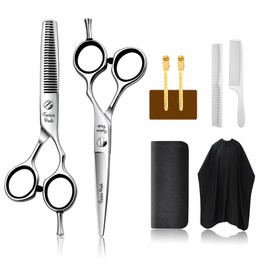 Fenice Peak 5.5'' Hair Cutting Scissors Set, Professional 440C Stainless Steel Barber Shears Kit with Cutting & Thinning Scissors, 9 PCS Hairdressing Tools for Men Women Salon Home Use