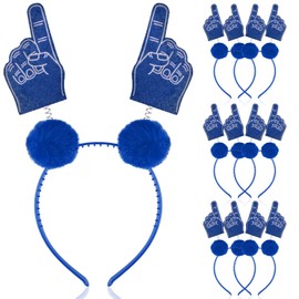 Wavyknot 6 Pcs School Team Spirit Headband Blue #1 Headband Boppers with Marabou Football Game Accessories