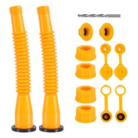 Gas Can Spout Replacement 2 Kits,Leak Proof Gas Can Spouts Set with Flexible Nozzles,1/2/5/10 Gallon Gas Can Nozzle Replacement,Screw Collar Caps, Spout Cover, Base Cap, Drill Bit