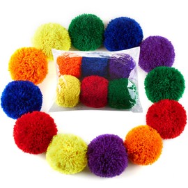 FLYIO 12-Pack 4'' Yarn Sport Balls/Soft Fleece Balls (Rainbow Pack)