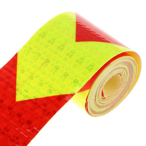 Arrow Safety Warning Conspicuity Reflective Tape Strip Sticker,Yellow&Red (2''x10'ft)