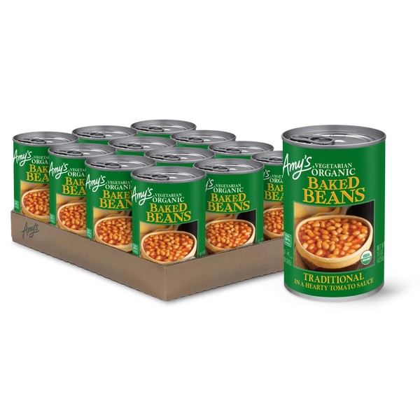 Amy's Organic Baked Beans Canned, Traditional, Vegan Gluten Free, Vegetarian, 15.4 Oz (12 Pack)