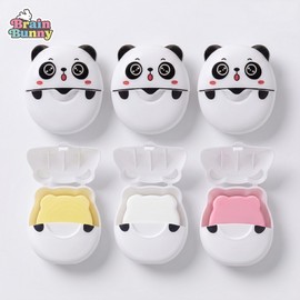 Brain Bunny Panda Paper Soap Portable Disposable, 2.7g, 3 Pieces, White+Yellow+Pink / 브레인버니 팬더 종이비누 휴대용 일회용, 2.7g, 3개, 화이트+옐로+핑크