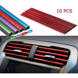 10 PCS Car Interior Air Conditioner Outlet Decoration Stripes Cover Accessories - Color: Purple
