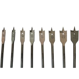 Set Punte Trapano Legno 8 Pezzi | Mecchie Piatte 10–25 mm in Acciaio al Carbonio, Punta a Paletta per Falegnameria, Fai da Te e Lavori in Legno
