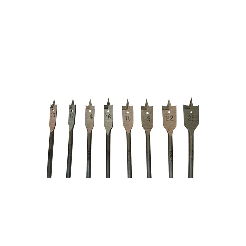 Set Punte Trapano Legno 8 Pezzi | Mecchie Piatte 10–25