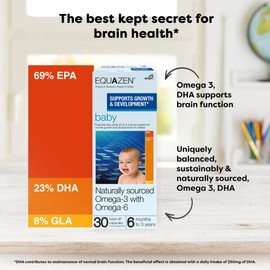 EQUAZEN Baby Capsules | Omega 3 & 6 Supplement | Supports Brain Function | Blend of DHA, EPA & GLA | Add to Food/Drink | for Babies from 6 Months to 3 Years | 30 Capsules