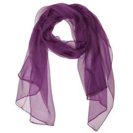Wrapables Solid Color 100% Silk Long Scarf, Majestic Purple,One Size