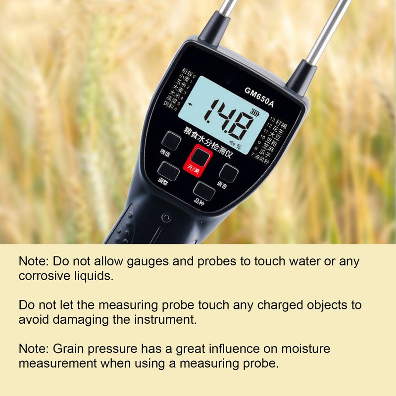 Grain Moisture Meter 300mm Probe Multifunctional Digital Hay Moisture Tester