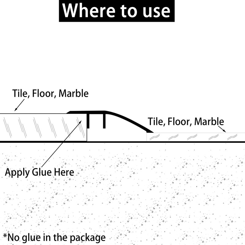 Trimold Aluminum Profile Floor Transition Strip, Matte Black, 35.4" x