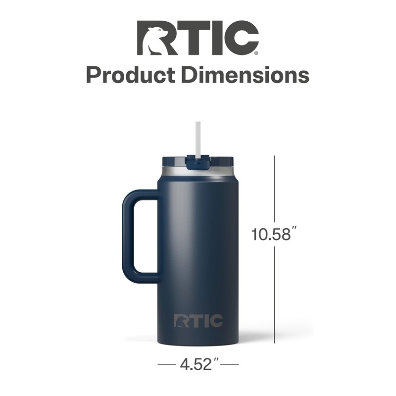 RTIC 64 oz Ceramic Lined Insulated Road Trip Tumbler, Leak-Resistant
