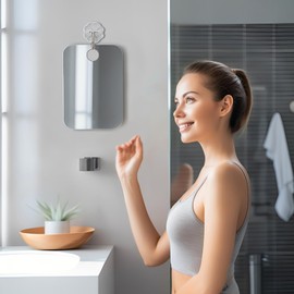 Xuzimaoyi Fogless Shaving Mirror for Shower - Lightweight Acrylic Wall Hanging Mirror with Clear Reflection, Easy to Install and Clean, Portable for Travel, Bathroom, Camping, Bedroom (Medium)