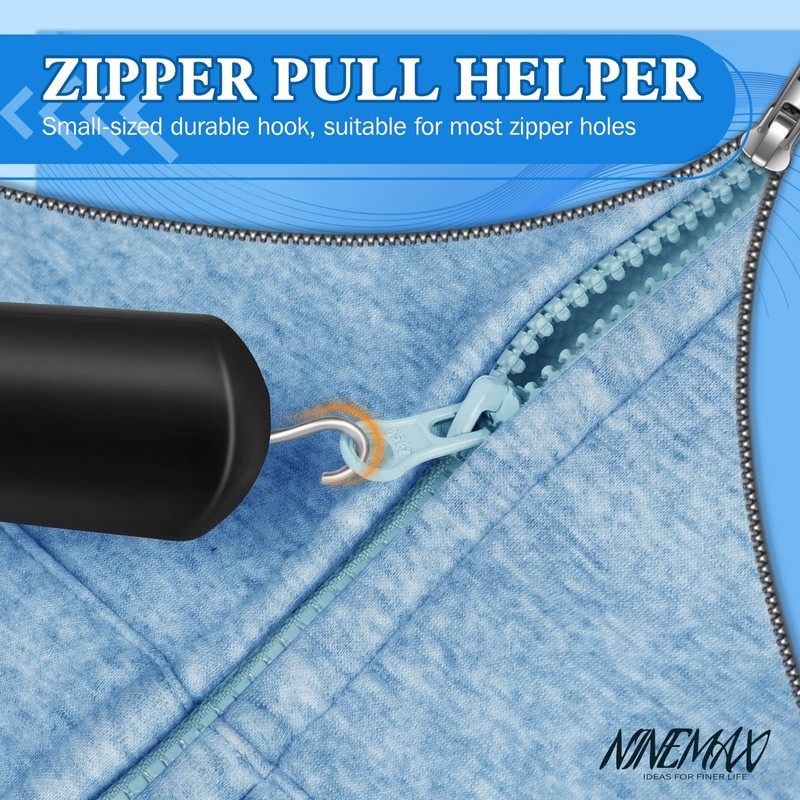 NINEMAX Button Hook Assist Tool with Zipper Pull for Seniors,