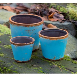 Glass Flower Pot Vintage Blue 8 cm Diameter 9 cm Sandra Rich