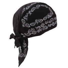 【g-netshop】Bandana Bandana Cap, Cotton Hat, Outdoor Inner Cap for Women and Men, Black, Free size