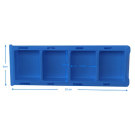 Medikamentendispenser Medi-Inn Tablettenbox Pillenbox Tages - Dispenser mit 4 Fächer(blau XL Spezial,10 Stück)