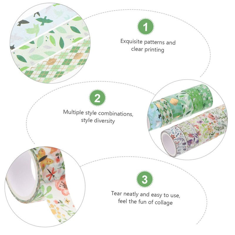 STOBOK 12pcs Decorative Washi Tapes for Scrapbooking and Journaling Spring