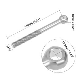 sourcing map M14 x 140mm Machinery Shoulder Swing Lifting Eye Bolt 304 Stainless Steel Metric Thread 2pcs