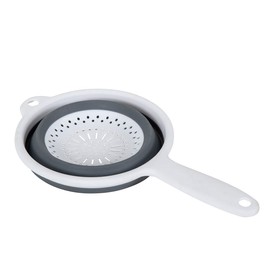 Addis 518405 Pop & Store 16.5cm Small Collapsible Food Colander with Handle, 6.5 inch, White and Grey, Plastic