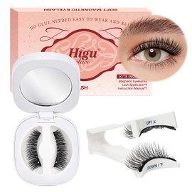 Magnetic-Eyelashes Kit with Applicator, Higu clace Reusable Magnetic Lashes No Glue Needed, Portable False Eye Lashes with Clamp Easy to Wear for beginners (Style 01)