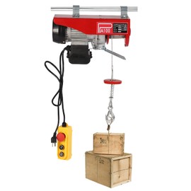 Electric Hoist, 220lbs Electric Winch, Steel Electric Hoist Lift with Remote Control & Single/Double Slings for Lifting in Garage Warehouse Factory 110V 480W