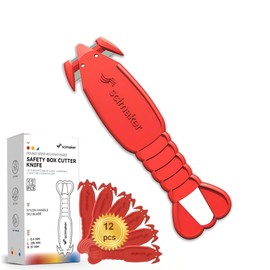 Scimaker Stainless Steel Lobster Safety Box Cutter，Safety Utility Cutter with Ergonomic Film Cutting Blade for Box, Carton, Shrink Wrap, Plastic Straps