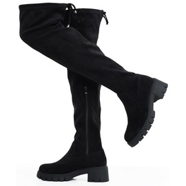 Jeossy Women's 990 Over The Knee High Boots Black Suede Platform Thigh High Boots Long Boots for Women Size 9(DJY990 blacksuede 09)