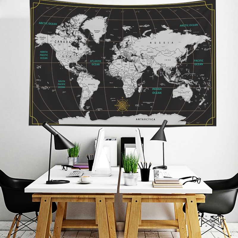 CAPSCEOLL World Map Tapestry for Kids Student Wall Tapestry World