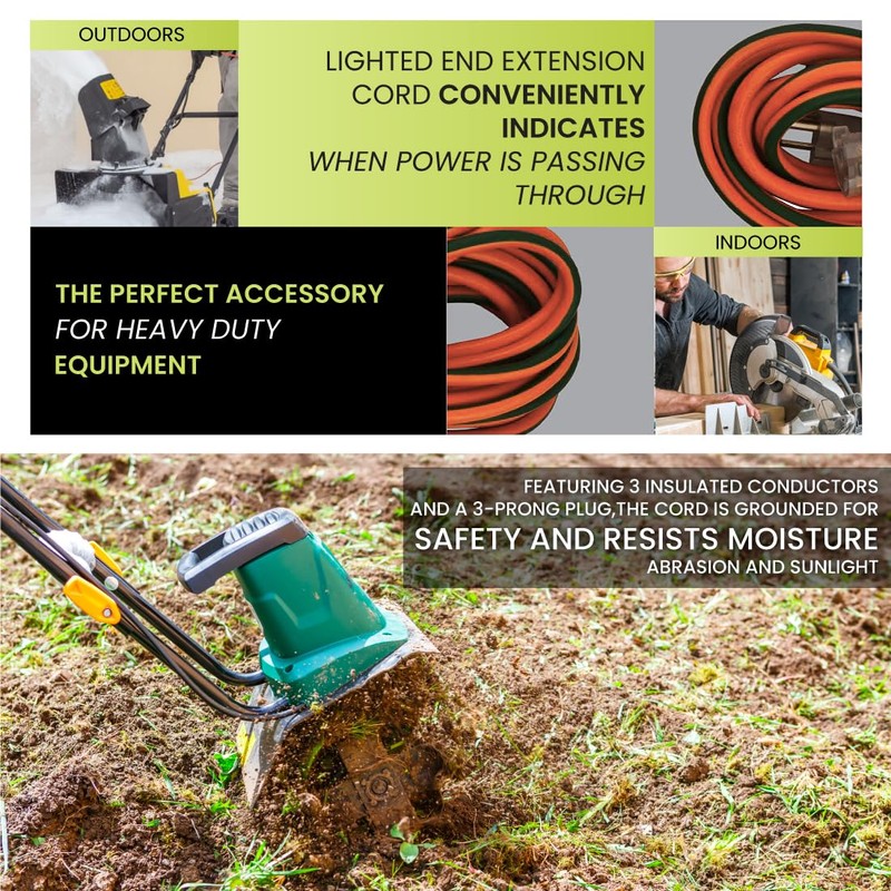 Go Green Power Inc. (GG-14000) 12/3 SJTW Outdoor Extension Cord,