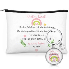 Weewooday Colleague Farewell Gift Set 1 Colleague Farewell Keyring 1 Motivational Cosmetic Bag Farewell Colleague Job Change, multicoloured, Thank you