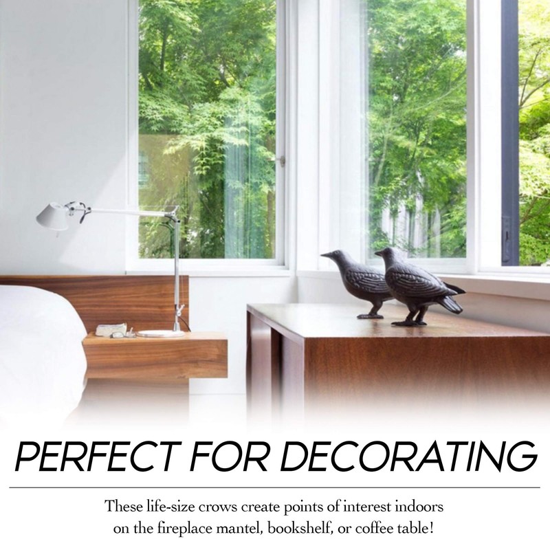 NACH Cast Iron Crow Statue, Head to Side Raven, Large