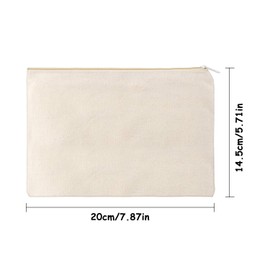 meekoo Paquete de 16 bolsas de cosméticos multiusos con cierre, bolsas de maquillaje de lona, bolsa de aseo de viaje, bolsa de lápices en blanco, bolsa de manualidades (M, beige)